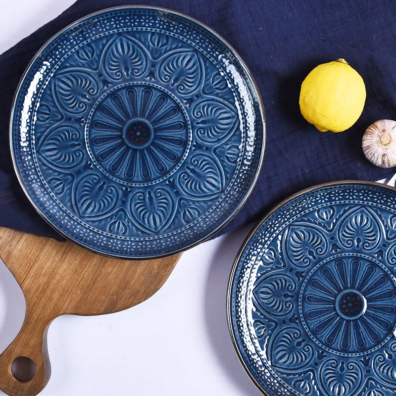 

"Vintage Blue" Beautiful Ceramic Plate Platter Tray Home Restaurant Party Dinnerware Tableware