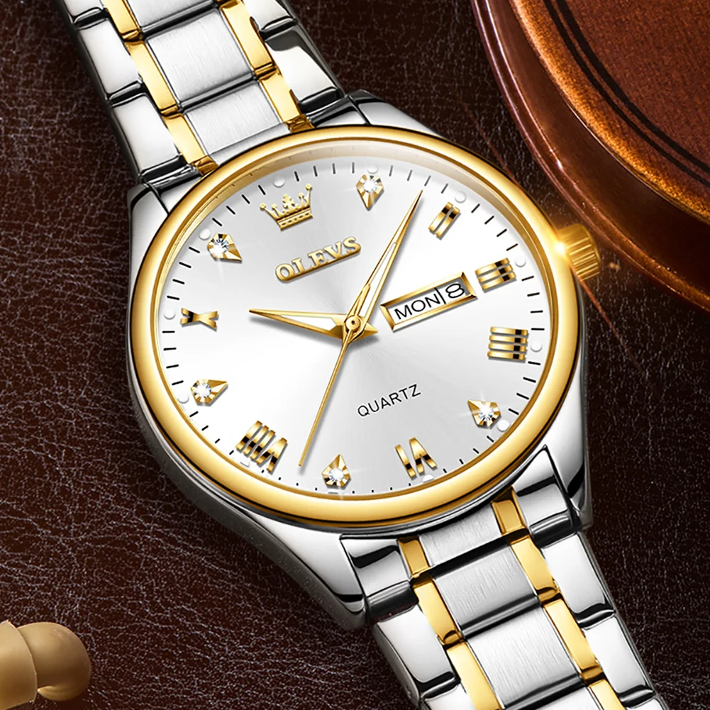 

OLEVS Watch for Men Business Quartz Wristwatches Top Brand Luxury Stainless Steel Strap Waterproof Wristwatch Gifts for Men