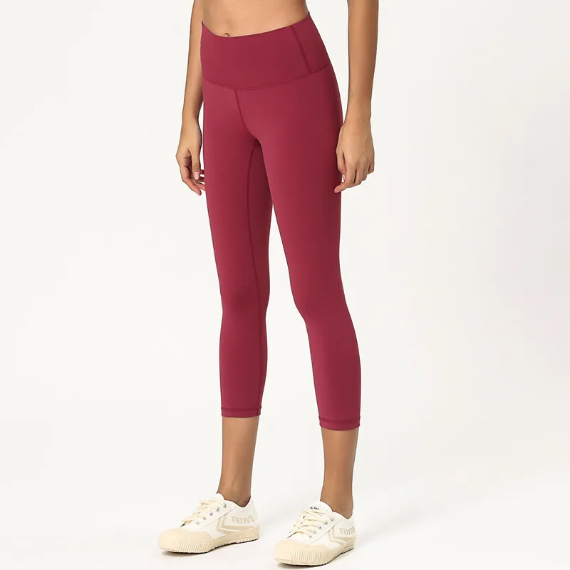 

Amazon New Style Yoga Cropped Pants High-waisted Bare Sense Yoga Pants Double-Sided Brushed Buttock Lifting Fitness Yoga Pants W