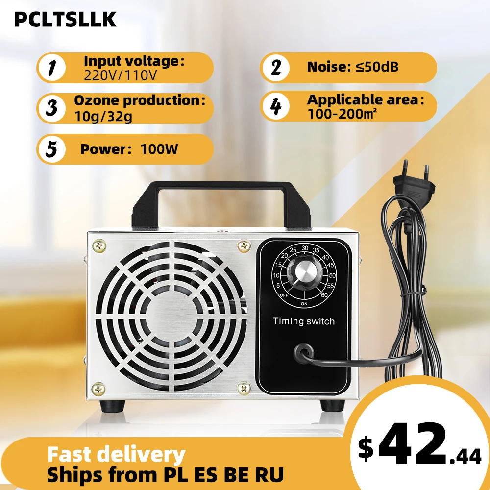 PCLTSLLK 32g 10g Ozone Generator Ozonator Machine Air Purifier with Timer Control 220V 110V Disinfection equipment