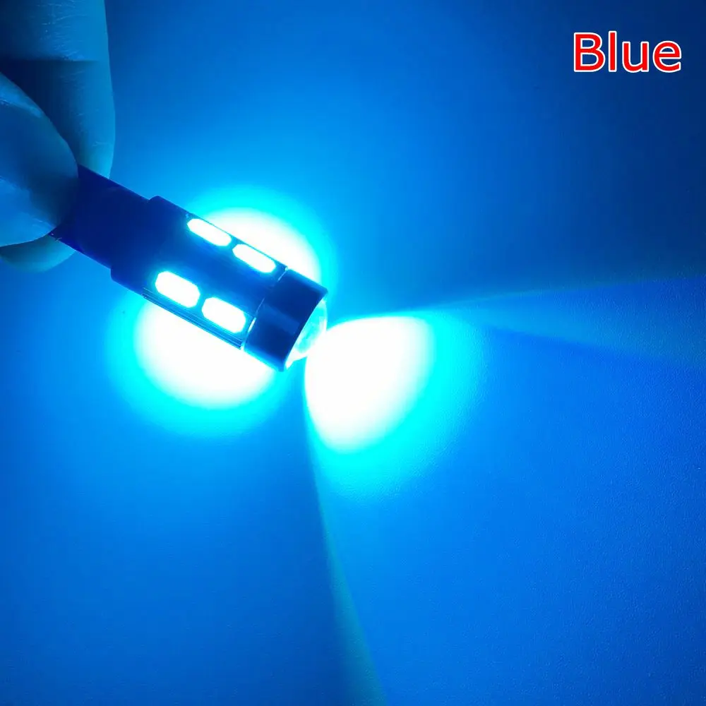 2X T10 W5W Белый Красный Синий 10Led авто Led 194 168 DC 12v парковочная лампа авто Led Клин сигнал заднего хода задние фонари Клин лампа - Испускаемый цвет: Синий