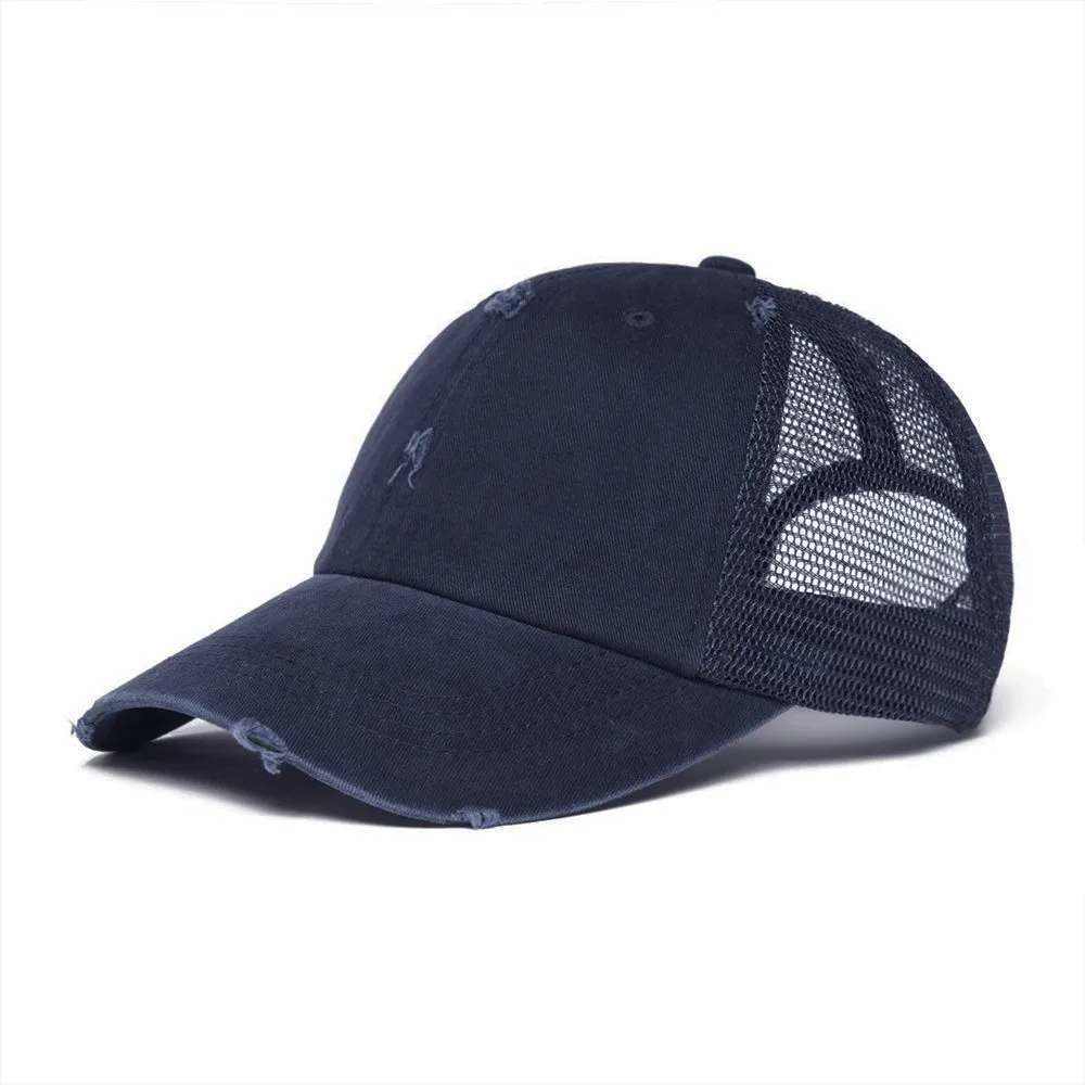 VOBOOM Navy Blue Frayed Baseball Cap 