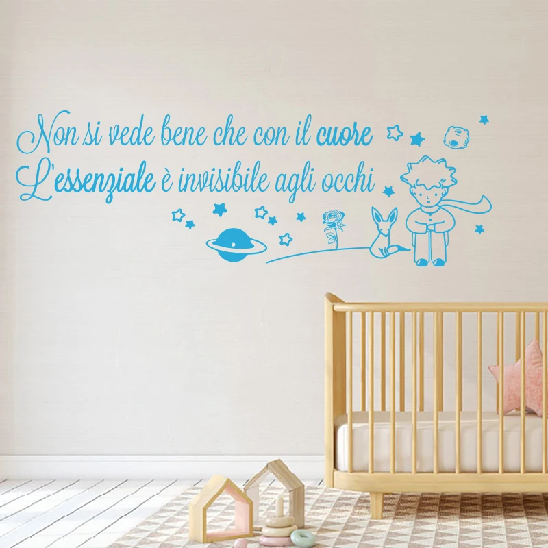 Italian Cartoon The Little Prince Wall Sticker Kids Room Bedroom Large Italian Little Prince Anime Wall Decal Baby Nursery Vinyl (2)