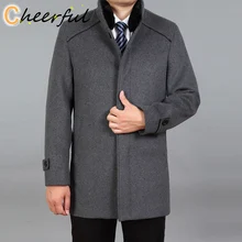 

2021 High Quality Men Wool Coat Winter Woolen Coat Male Pea Coat Autumn Wool Blend Jacket Mens Cashmere Coat Real Rabbit Fur
