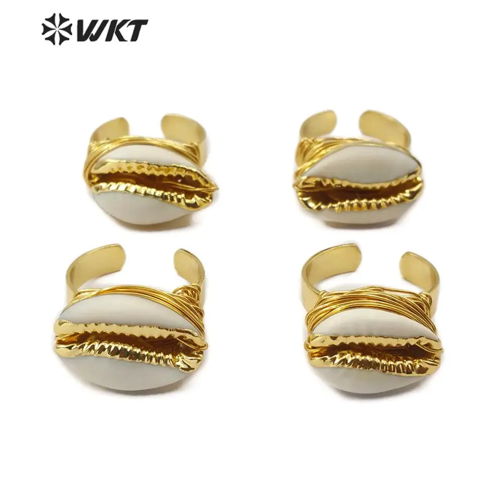 WT-R339 WKT Новое поступление проволочное обернутое кольцо Cowrie Золотой Гальванизированный Кольцо женское ювелирное модное кольцо