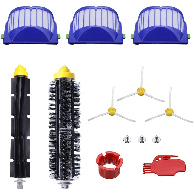

Replacement Accessories Kit for IRobot Roomba 500 600 Series Filters Side Brush Bristle Brush and Flexible Beater Brush