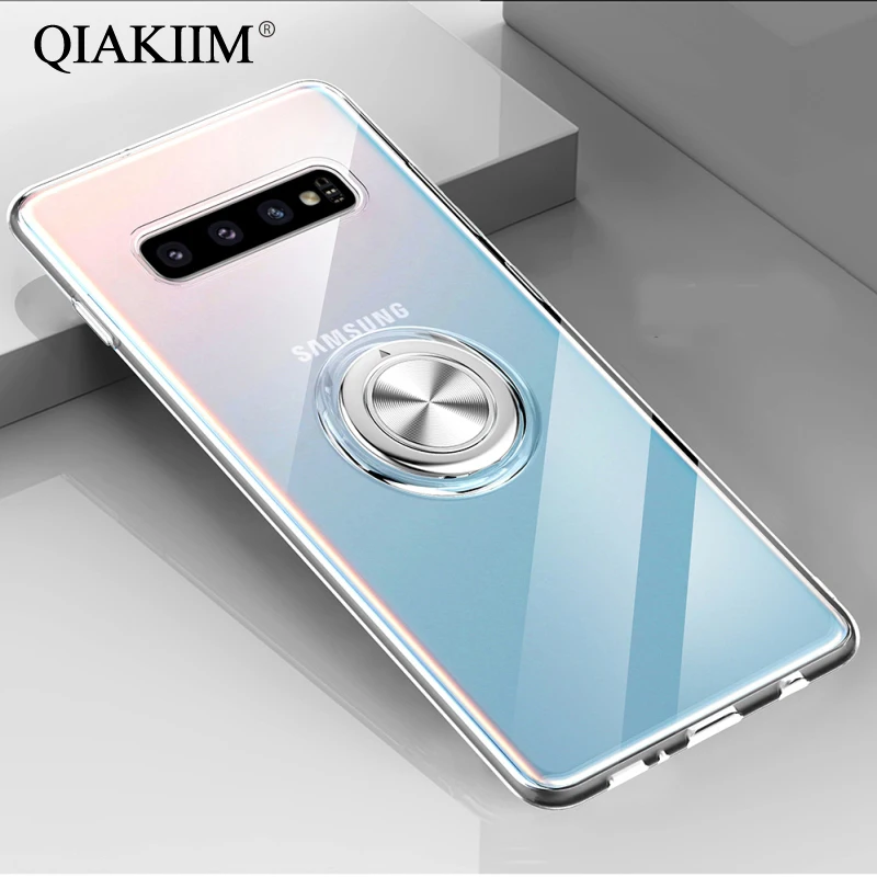 

For Samsung Galaxy S10 5G S9 S8 Plus Note 10 9 8 A7 A9 S10e M20 M30 Cover Clear Soft Silicone Finger Ring Holder Kickstand Case