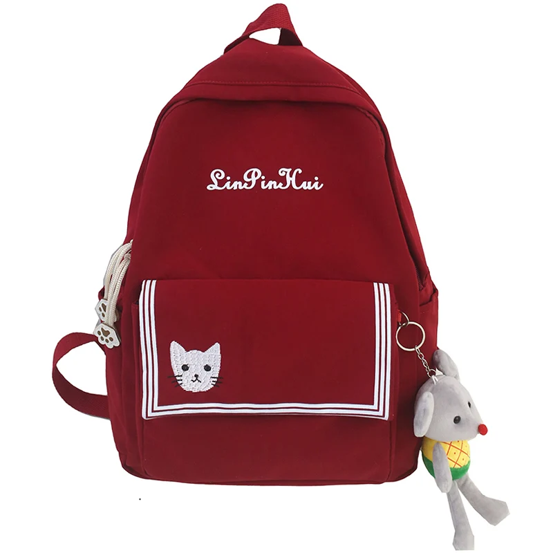 Женский нейлоновый милый рюкзак в клетку, в полоску, для студентов, для женщин, девочек, школьная сумка, модные рюкзаки, Kawaii, женская сумка Harajuku, книга для подростков - Цвет: red