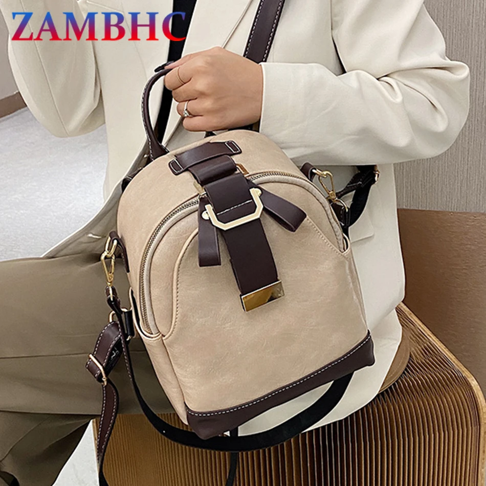 

Vintage Women's Small Backpack Soft Pu Leather Backpacks for Teenages Girls Fashion Lady Shoulder Bags Designer Feminina Mochila