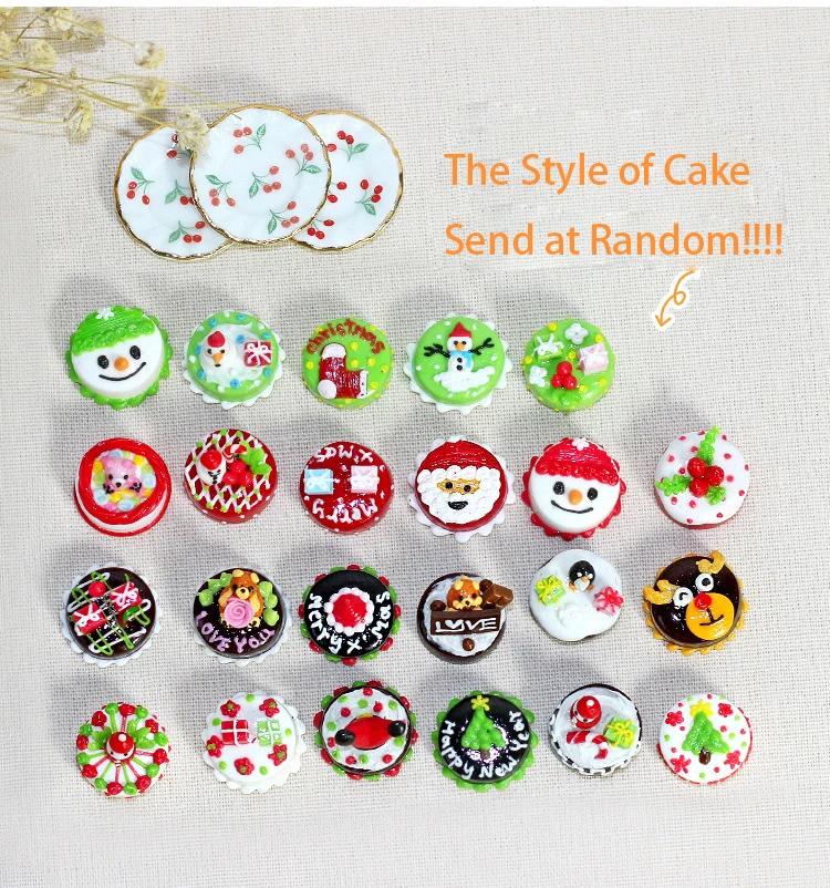 Miniature Dollhouse Food 1:12 Halloween or Christmas Fruit Chocolate Cake + Saucer for Blyth Barbies BJD Doll Accessories 2
