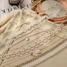 17キロ花真珠のネックレスパーティーボウノットペンダントネックレスファッションチョーカー優雅な花の宝石類のギフト2020(China)