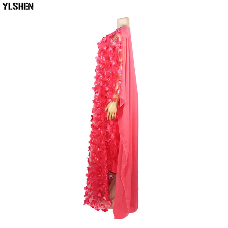 African Dresses for Women 2019 New Style African Clothes Bazin Fashion Lace Floral Boubou Robe Africain Dashiki Party Long Dress 14