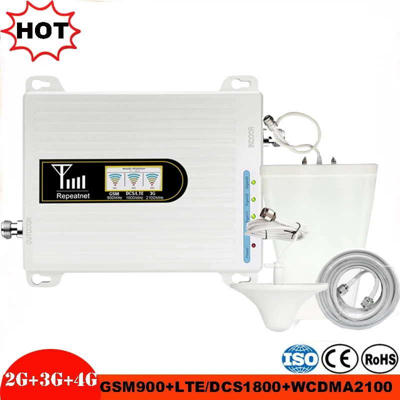 

Newest Cellular Signal Booster 900 1800 2100 Tri Band Signal Repeater GSM 2g 3g 4g DCS LTE WCDMA 3g 4g Signal Amplifier