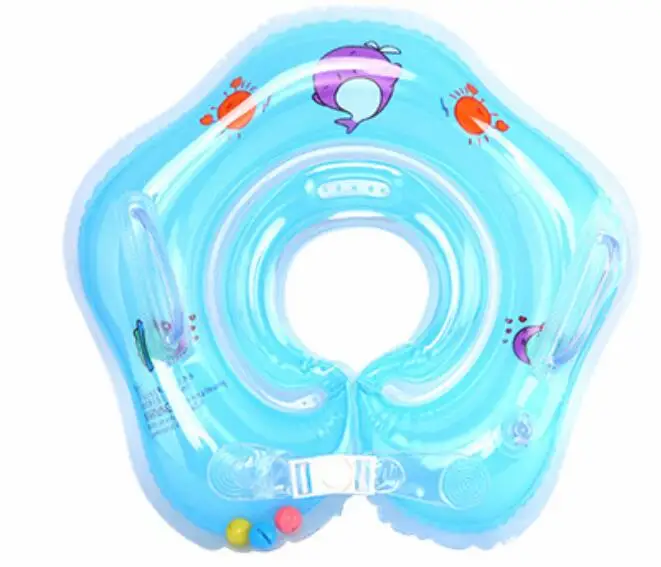 Swimming Baby Accessories Neck Ring Tube Safety Infant Float Circle for Bathing Inflatable Flamingo Inflatable Water Dropship - Цвет: Blue