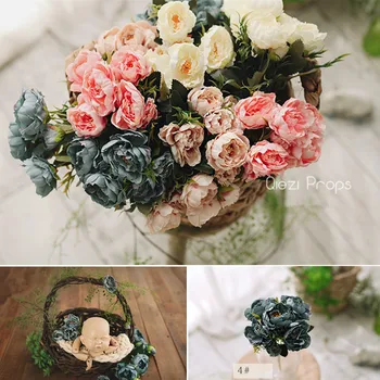 

Newborn Props Accessorie Artificial Flowers Bouquet for Decoration Studio Baby Photo Props Background Bebe Fotografia Posando