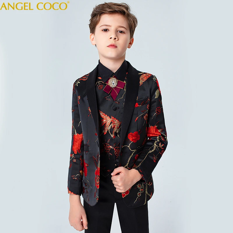 

Royal Aristocracy Boy Suit for Weddings Prom Party Children Suit Sets Boys Tuxedo Formal Vest Pants Classic Costume Garcon
