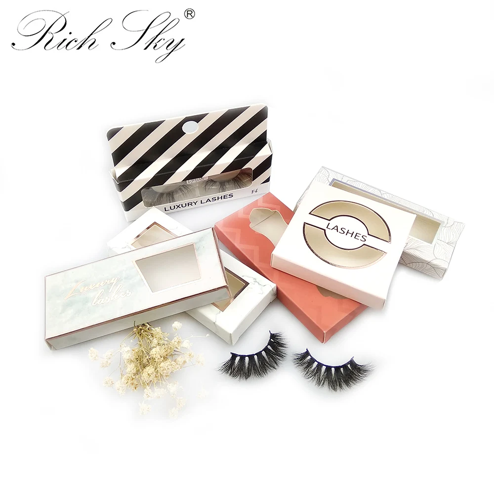 

Rich sky new style 3 d mink lashes and packaging box mink eyelashes vendor