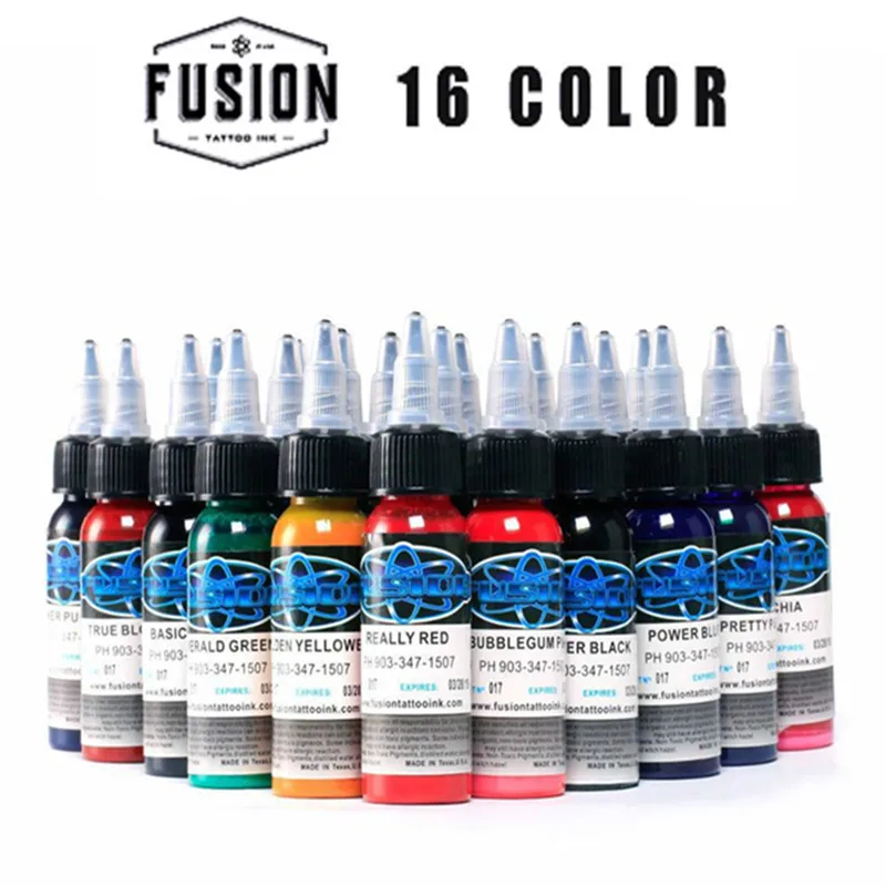 High quality 16Pcs Fusion Tattoo Ink 16 Colors Set 1 oz 30ml/Bottle