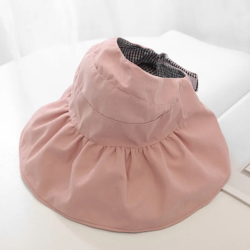 pink KASURE, новинка, модная Двусторонняя Складная Кепка с широкими полями для женщин и девочек, летняя Солнцезащитная шляпа, пляжная шляпа от солнца - Цвет: pink