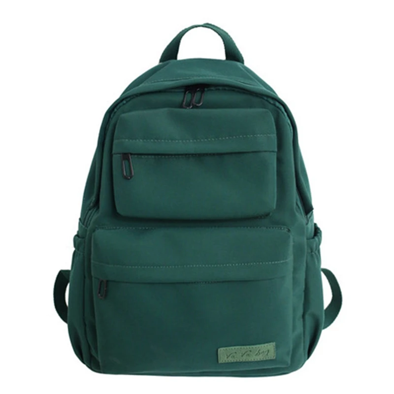 New Waterproof Nylon Backpack for Women Multi Pocket Travel Backpacks Female School Bag for Teenage Girls Book - Цвет: Green