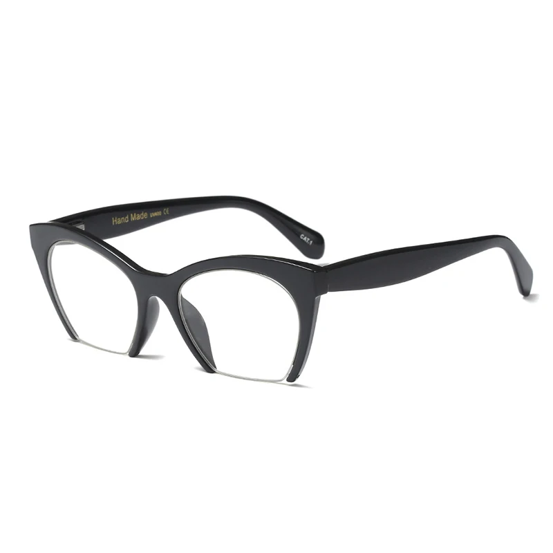 RFOLVE, модные, полуоправа, кошачий глаз, очки для женщин, легкая оправа для очков, Дамская, леопардовая, черная оправа, очки MI99 - Цвет оправы: Black Frame