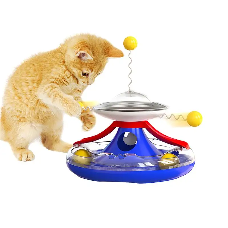 ABS Plastic Cat Turntable Food Toy Pet Feeder Rotating Balls Cats Track Toys Multifunctional Dispenser | Дом и сад