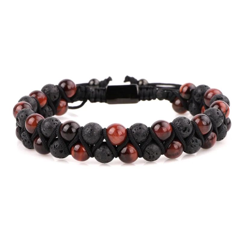 Men Women 6mm Lava Rock Stone Aromatherapy Essential Oil Diffuser Bracelet Braided Rope Natural Stone Yoga Beads Bracelets - Image 6