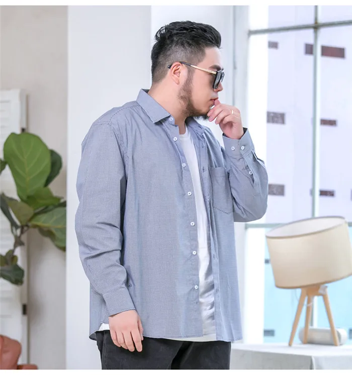 Большие размеры 5XL 6XL 7XL 8XL 9XL 10XL мужская хлопковая Тонкая Клетчатая Рубашка деловые повседневные свободные прямого кроя брендовые рубашки с длинными рукавами мужские
