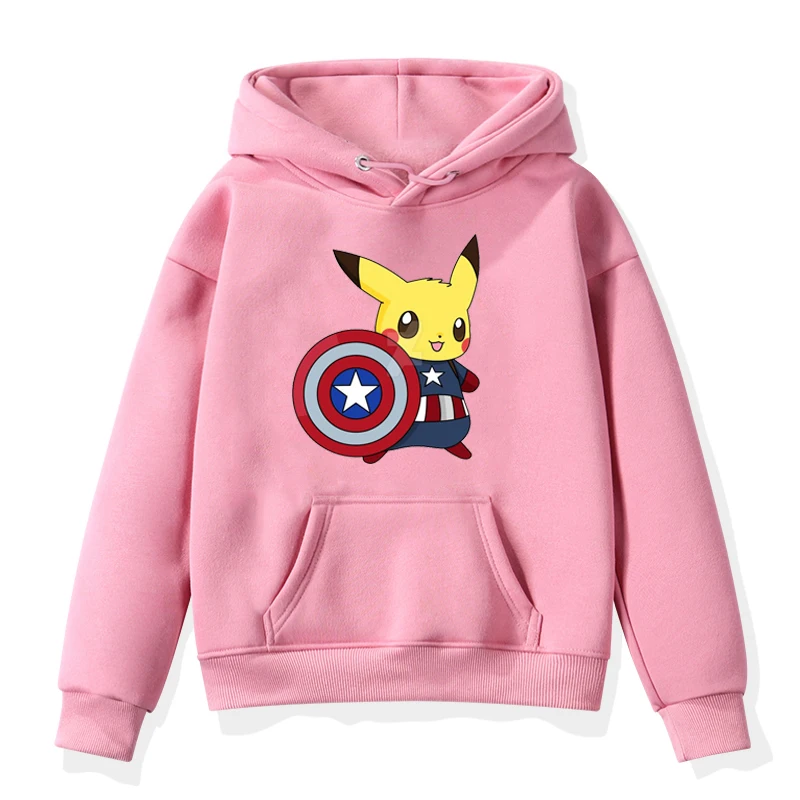 Narutopika/Детские толстовки с капюшоном с принтом Пикачу; свитер для маленьких мальчиков; Детский свитер в Корейском стиле для девочек; осень г.; одежда для маленьких девочек; спортивная одежда - Цвет: 924-bj-11-30-3
