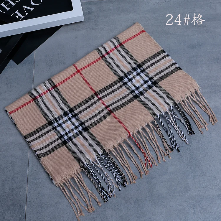 4Light brown lattice Осенне-зимний детский шарф, британский клетчатый высококачественный теплый мягкий шарф из искусственного кашемира, модный шарф для мальчиков и девочек - Цвет: 4Light brown lattice