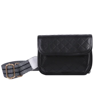 

Wide shoulder strap texture Messenger bag black casual small square bag wild fashion shoulder bags