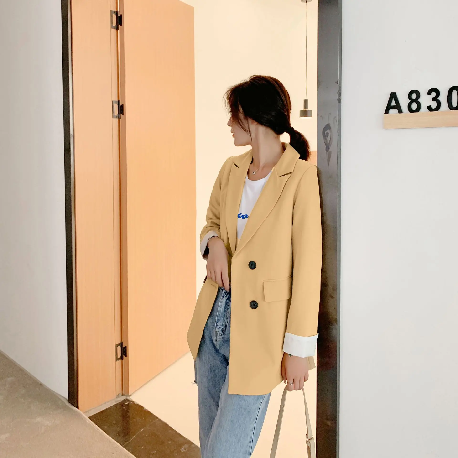 

Currently Available Spring And Autumn 2019 Online Celebrity Korean-style Loose Casual Versatile British Style Suit Coat Women's