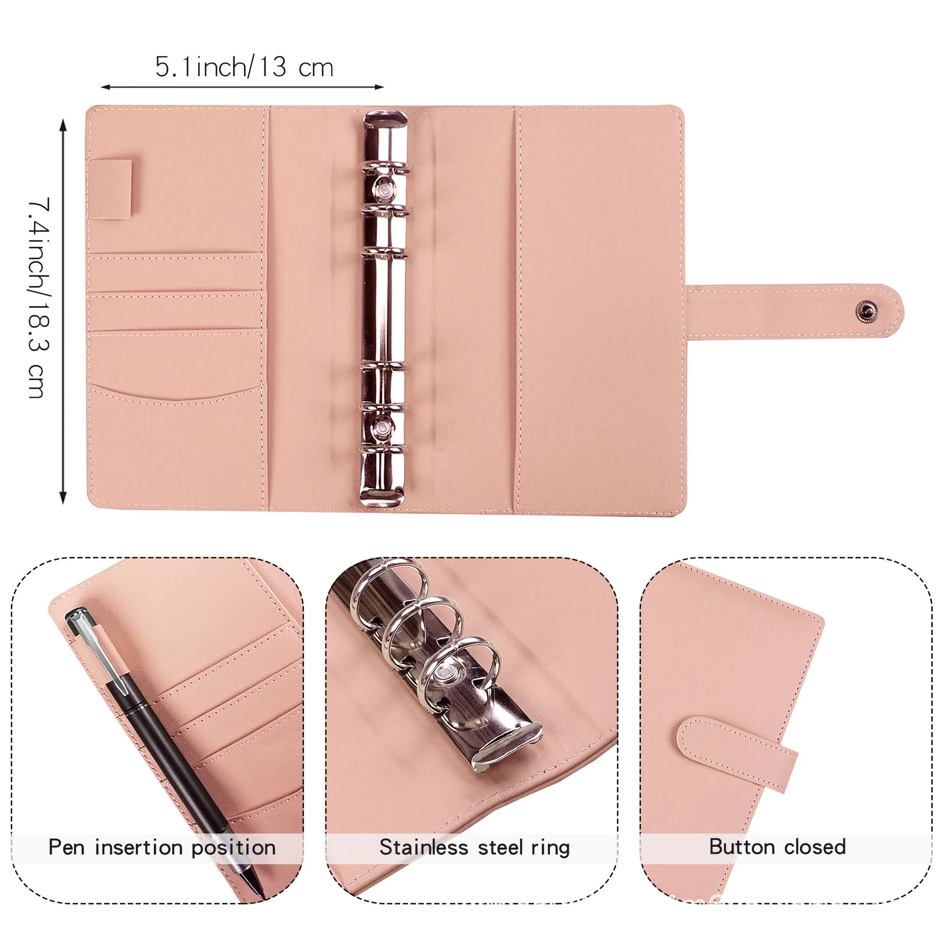 Rose Gold Glitter Faux Leather Women's Organizer 2024 Rose Gold Planner  6-ring Binder 2.5cm 2024 Planner Cover. 