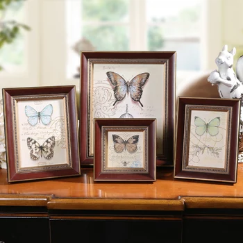 

Retro Blue Desktop Photo Frame 4''6''7''10' Wooden Picture Frame on Table Family Gift Wedding Photos Holder Home Decor Moldura J