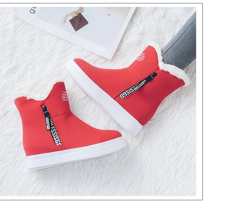 Новинка года; зимние ботинки; цвет красный, черный женские теплые зимние ботинки на меху удобные замшевые ботильоны на танкетке с круглым носком на молнии botas mujer