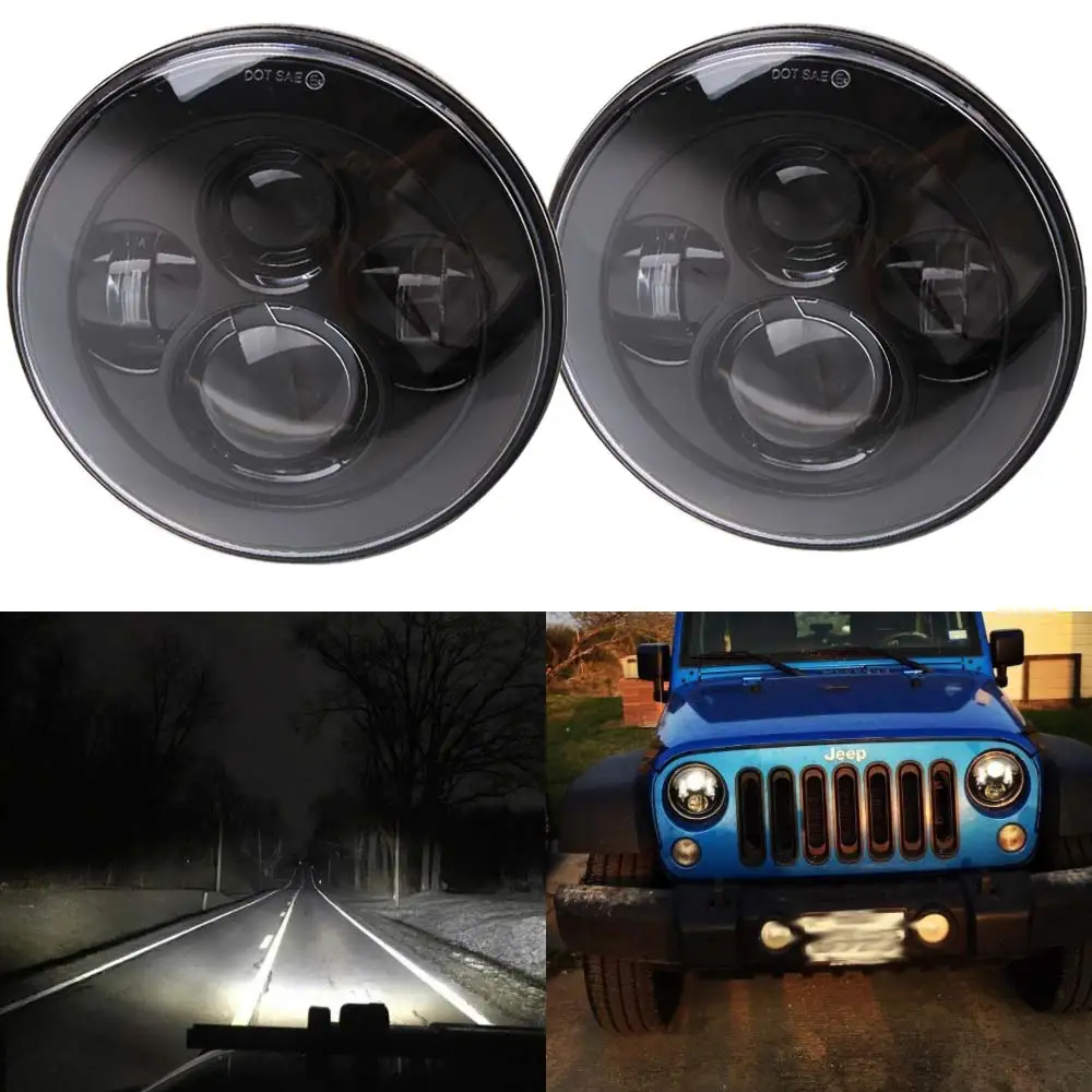 Светодиодные фары с желтым кольцом 2 шт. 7 дюймов для lada niva 4x4 DRL Halo ваз 2101 Jeep Wrangler