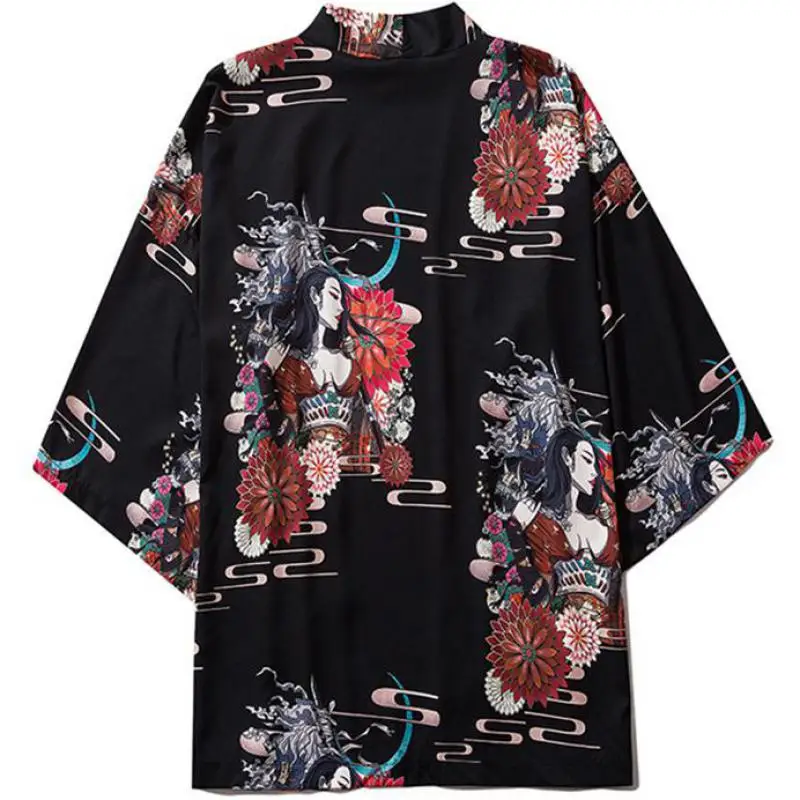 

Japanese Kimono Cardigan Men Haori Yukata Male Samurai Costume Clothing Kimono Jacket Men's Yukata Haori Loose Kimono Shirt