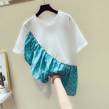 

Ruffle T Shirts Women Round Neck Short-Sleeved Wild Cotton Ladies T Shirts New 2020 Summer Korean-Style Tops Female
