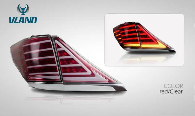 Red clear Vland завод для задний габаритный фонарь автомобиля для Alphard светодиодный задний фонарь 2007 2013 для Vellfire задний фонарь с движущимся сигналом - Цвет: Red clear