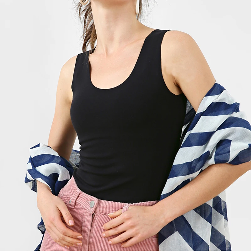 Women Cotton Ribbed Tank Top T-Shirt Sports Gym Fashion Casual Sleeveless Tee Plus Size Stretchy Blouse M30284