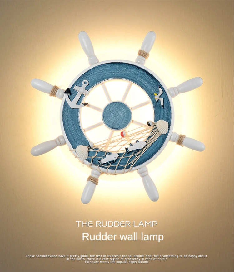 Lâmpada de Cabeceira Decoração do Quarto das Crianças Mediterrâneo Quarto Sala Estar Fundo Lâmpada Parede Led Criativo Timoneiro Simples 1 decoração do quarto das crianças