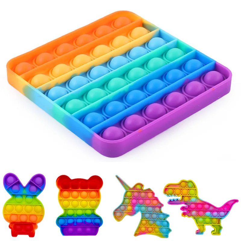 Fidget punk juguetes Arco Iris empujar burbuja juguetes anti estrés sensorial juguete para aliviar el Autismo