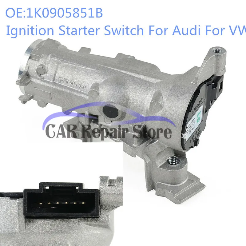 Выключатель зажигания+ Блокировка рулевой колонки 1K0905851B для Audi VW Golf Jetta MK6 MK7 1K0 905 865, 1K0905865 1K0 905 851 B