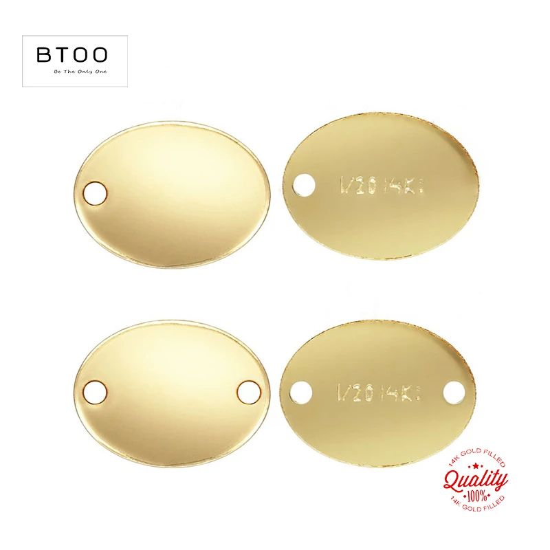14K Gold Filled Oval Quality Charm 1/20 14kt Gold Drop Pendant for Jewelry Making DIY Jewelry Accessories Jewelry Findings