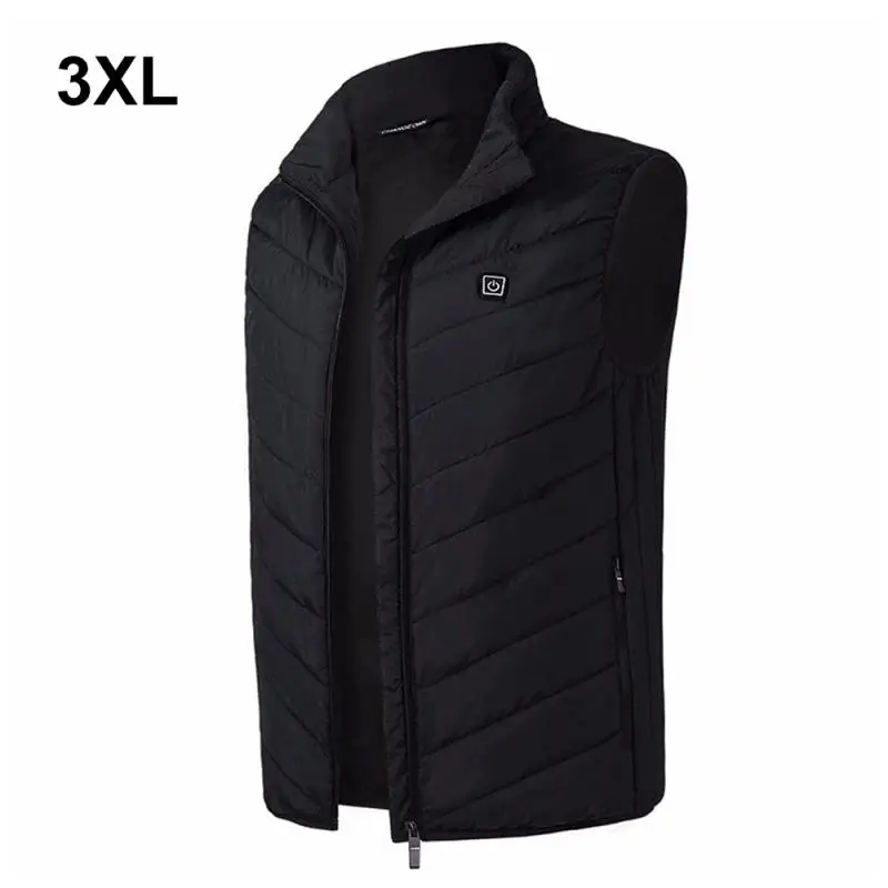Уличный жилет с электрическим подогревом, USB нагревательный жилет, зимняя Тепловая ткань, перо, горячая Распродажа, походная Теплая Охотничья Куртка - Цвет: Black Vest 3XL