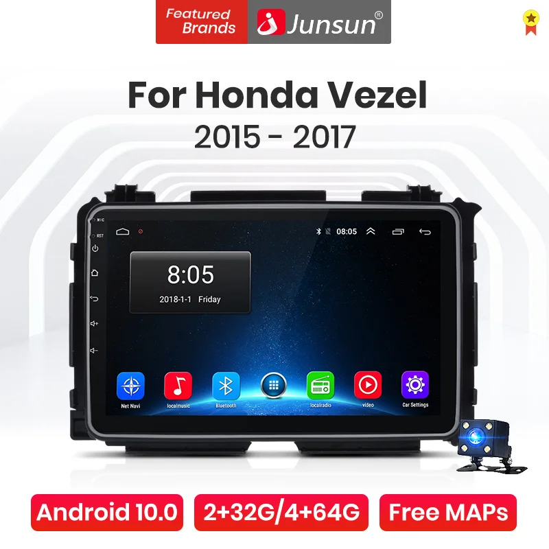 Автомагнитола Junsun V1 Pro 4G Android 9. 0 + 64G Мультимедийный плеер для Honda Vezel 2015 10 GPS
