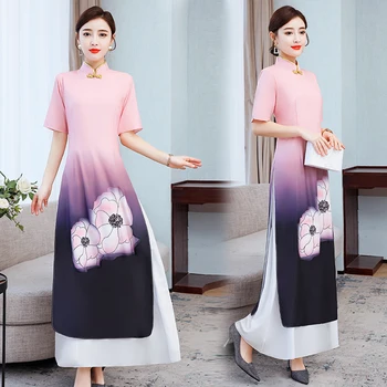 

Vietnam improved the black robe catwalk show the new spring and summer female Chinese wind stage costumes dress