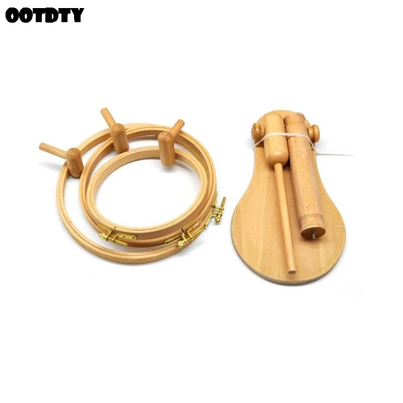

360 Degree Rotation Stand Wood Embroidery Hoop Cross Stitch Needlework Ring Frame Sewing Tool Adjustable 35-45cm