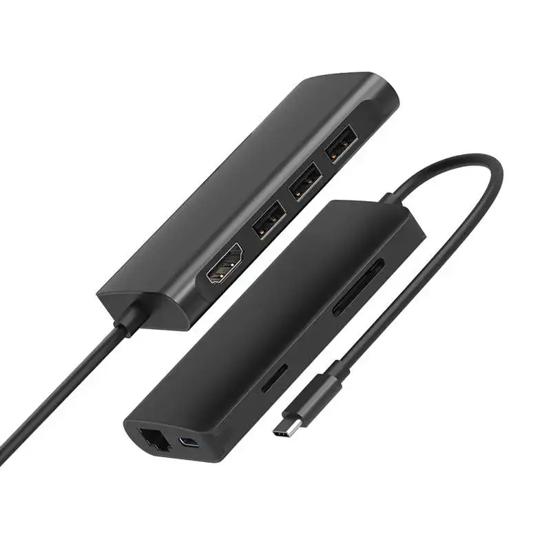 8 в 1 многофункциональная док-станция типа C к HDMI+ 3 порта USB 3,0 SD/TF кардридер RJ45 Gigabit Lan сетевой порт PD Узловая док-станция