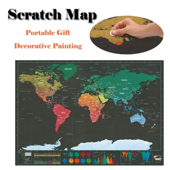 

Deluxe Erase Black World Map Scratch off World Map Personalized Travel Scratch for Map Room Home Decoration Wall Stickers